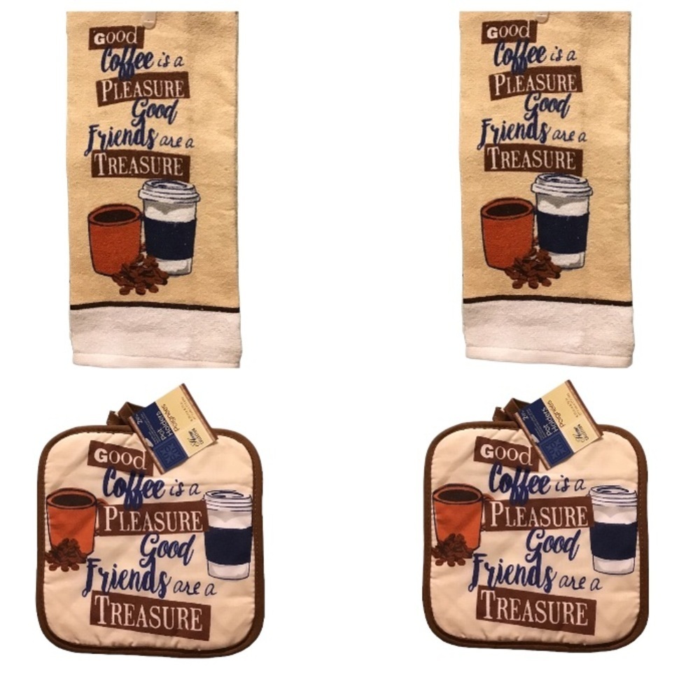 NWT Home Collection Kitchen Set Good Coffee Pleasure Good Friends are aTreasure